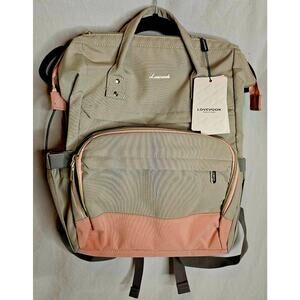 Laptop Backpack Purse NWT‎ Pink n Cream. Travel Bookbag. Battery Charge cord.